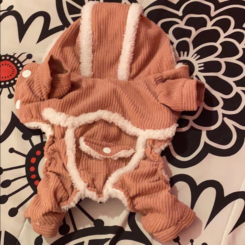 xs old rose pink and white dog onesie
